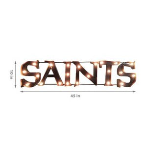 New Orleans Saints Lighted Recycled Metal Sign