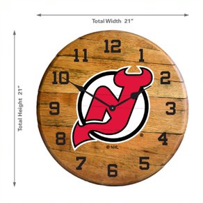 New Jersey Devils Oak Barrel Clock