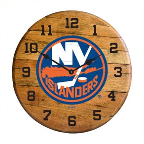 New York Islanders Oak Barrel Clock