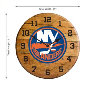 New York Islanders Oak Barrel Clock