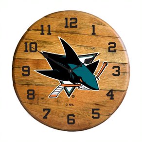 San Jose Sharks Oak Barrel Clock