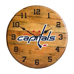 Washington Capitals Oak Barrel Clock