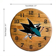 Load image into Gallery viewer, San Jose Sharks Oak Barrel Clock