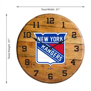 New York Rangers Oak Barrel Clock