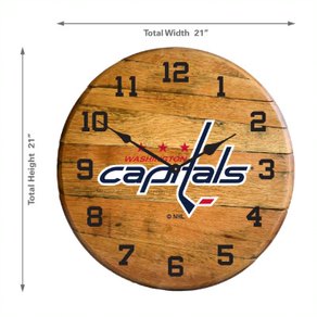 Washington Capitals Oak Barrel Clock