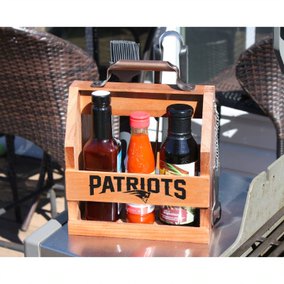 New England Patriots Wood BBQ Caddy