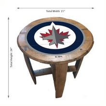 Load image into Gallery viewer, Winnipeg Jets Oak Barrel Table