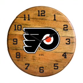 Philadelphia Flyers Oak Barrel Clock