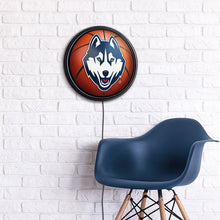 Load image into Gallery viewer, UConn Huskies: Basketball - Round Slimline Lighted Wall Sign - The Fan-Brand