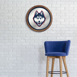 UConn Huskies: Mascot - "Faux" Barrel Top Mirrored Wall Sign - The Fan-Brand