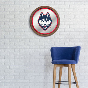 UConn Huskies: Mascot - "Faux" Barrel Top Mirrored Wall Sign - The Fan-Brand