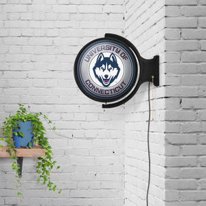 UConn Huskies: Original Round Rotating Lighted Wall Sign - The Fan-Brand