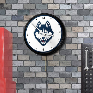 UConn Huskies: Retro Lighted Wall Clock - The Fan-Brand