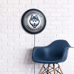 UConn Huskies: Round Slimline Lighted Wall Sign - The Fan-Brand