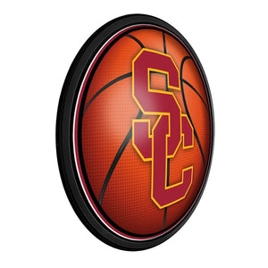 USC Trojans: Basketball - Round Slimline Lighted Wall Sign - The Fan-Brand