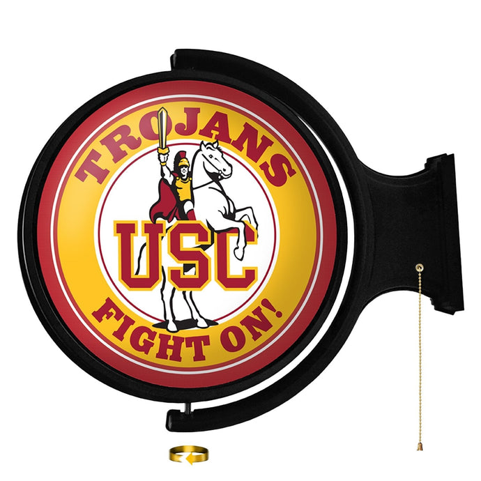 USC Trojans: Traveler - Original Round Rotating Lighted Wall Sign - The Fan-Brand