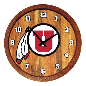 Utah Utes: "Faux" Barrel Top Wall Clock - The Fan-Brand