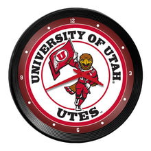 Load image into Gallery viewer, Utah Utes: Swoop - Ribbed Frame Wall Clock - The Fan-Brand