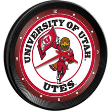 Load image into Gallery viewer, Utah Utes: Swoop - Ribbed Frame Wall Clock - The Fan-Brand