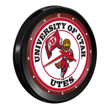 Load image into Gallery viewer, Utah Utes: Swoop - Ribbed Frame Wall Clock - The Fan-Brand