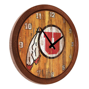 Utah Utes: Weathered "Faux" Barrel Top Wall Clock - The Fan-Brand