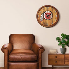 Load image into Gallery viewer, Utah Utes: Weathered &quot;Faux&quot; Barrel Top Wall Clock - The Fan-Brand