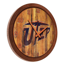 Load image into Gallery viewer, UTEP Miners: Weathered &quot;Faux&quot; Barrel Top Wall Clock - The Fan-Brand