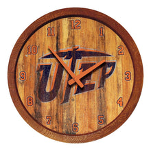 Load image into Gallery viewer, UTEP Miners: Weathered &quot;Faux&quot; Barrel Top Wall Clock - The Fan-Brand