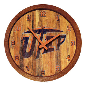 UTEP Miners: Weathered "Faux" Barrel Top Wall Clock - The Fan-Brand