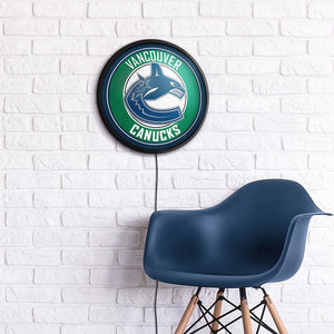 Vancouver Canucks: Round Slimline Lighted Wall Sign - The Fan-Brand