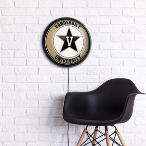 Vanderbilt Commodores: Round Slimline Lighted Wall Sign - The Fan-Brand