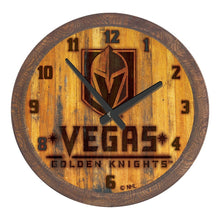 Load image into Gallery viewer, Vegas Golden Knights: Branded &quot;Faux&quot; Barrel Top Wall Clock - The Fan-Brand