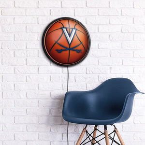 Virginia Cavaliers: Basketball - Round Slimline Lighted Wall Sign - The Fan-Brand