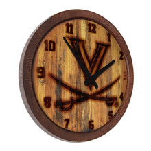 Load image into Gallery viewer, Virginia Cavaliers: Branded &quot;Faux&quot; Barrel Top Wall Clock - The Fan-Brand