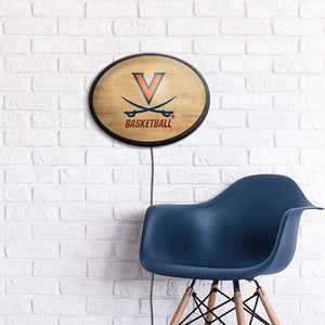 Virginia Cavaliers: Hardwood- Oval Slimline Lighted Wall Sign - The Fan-Brand