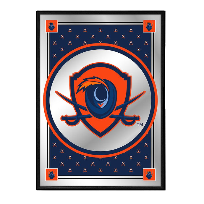 Virginia Cavaliers: Team Spirit, Shield - Framed Mirrored Wall Sign - The Fan-Brand