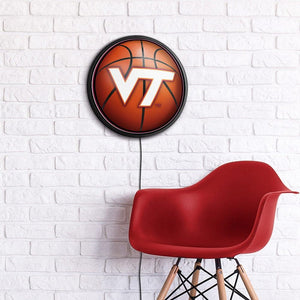 Virginia Tech Hokies: Basketball - Round Slimline Lighted Wall Sign - The Fan-Brand