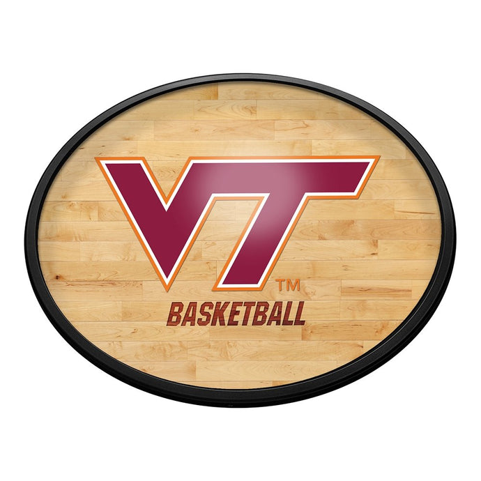 Virginia Tech Hokies: Hardwood - Oval Slimline Lighted Wall Sign - The Fan-Brand