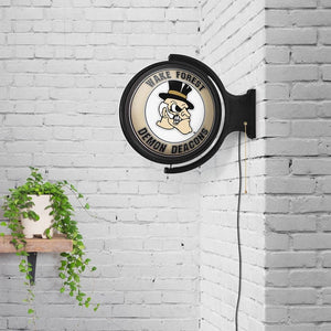 Wake Forest Demon Deacons: Mascot - Original Round Rotating Lighted Wall Sign - The Fan-Brand