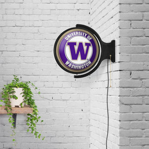 Washington Huskies: Original Round Rotating Lighted Wall Sign - The Fan-Brand