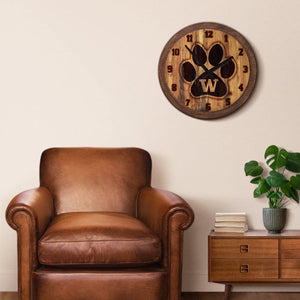 Washington Huskies: Paw - Branded "Faux" Barrel Top Wall Clock - The Fan-Brand