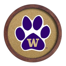 Load image into Gallery viewer, Washington Huskies: Paw - &quot;Faux&quot; Barrel Framed Cork Board - The Fan-Brand