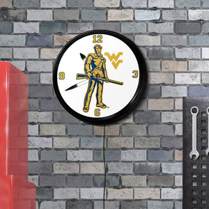 West Virginia Mountaineers: Mountaineer - Retro Lighted Wall Clock - The Fan-Brand