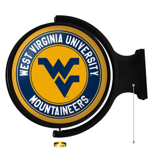 West Virginia Mountaineers: Original Round Rotating Lighted Wall Sign - The Fan-Brand