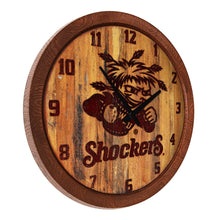 Load image into Gallery viewer, Wichita State Shockers: Branded &quot;Faux&quot; Barrel Top Wall Clock - The Fan-Brand