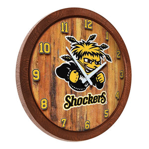 Wichita State Shockers: "Faux" Barrel Top Wall Clock - The Fan-Brand