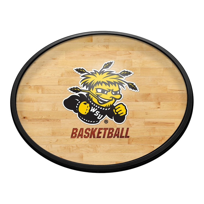 Wichita State Shockers: Hardwood - Oval Slimline Lighted Wall Sign - The Fan-Brand