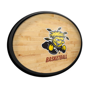 Wichita State Shockers: Hardwood - Oval Slimline Lighted Wall Sign - The Fan-Brand