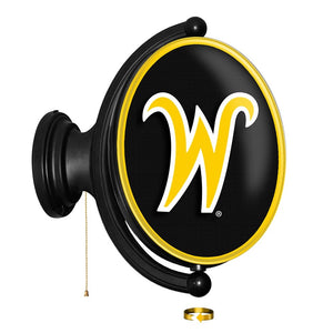 Wichita State Shockers: Script W - Original Oval Rotating Lighted Wall Sign - The Fan-Brand