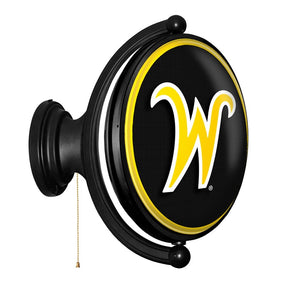 Wichita State Shockers: Script W - Original Oval Rotating Lighted Wall Sign - The Fan-Brand